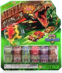 Set aus Dino-Autos und Dinosaurierfiguren (6 Autos + 4 Figuren)