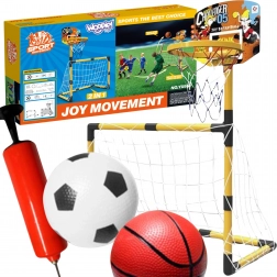 Woopie 2-in-1 Set Basketball- und Fußballtor mit Bällen und Pumpe