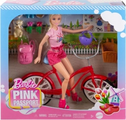 Barbie auf dem Fahrrad mit Welpen – Reiseset Rosa Pass