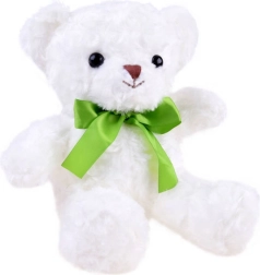 Weißer Plüsch-Teddybär mit grüner Schleife 30 cm