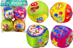 Set aus weichen Bällen Bunte Lern-Rasselbälle 4 Stück.