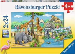 RAVENSBURGER Puzzle Willkommen im Zoo 2x24 Teile