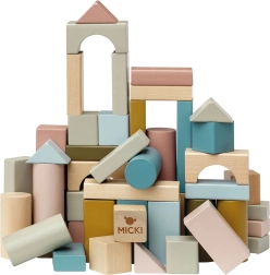 Pastellfarbene Holzbausteine für Kinder, 60 Stück, Micki