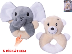 Plüschtierspielzeug mit Quietsche, 11 cm – Elefant oder Teddybär
