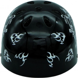 Fahrrad- und Skatehelm mit Totenkopf-Motiv – Schwarz‑Silber