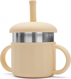 Silikon-Becher 2-in-1 NEW BABY, beige