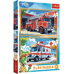 Set aus 2×24-teiligen Puzzles – Feuerwehr und Krankenwagen