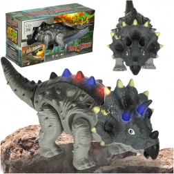 Interaktiver Triceratops-Dinosaurier mit Batterien, Geräuschen und Lichtern