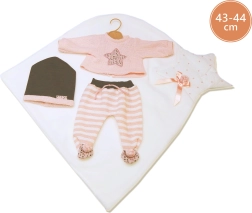 Llorens Outfit für Puppe New Born 43–44 cm, 3-teiliges Set mit Decke