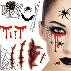Halloween-Temporary-Tattoos – blutige Effekte, Spinnennetze und Narben