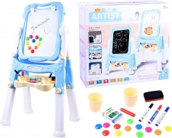 Zweiseitige magnetische und kreidefähige Kinder-Staffeltafel – Blau