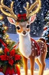 Diamant-Mosaik - Rentier mit Schleife