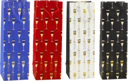 Geschenktasche für Flaschen mit Gläser-Motiv 36 × 12 × 10 cm