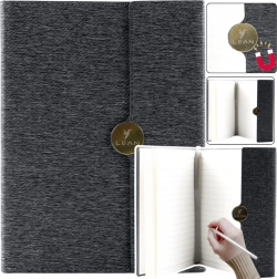 Schwarzes A5-Büronotizbuch mit Magnetverschluss, liniert