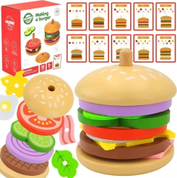 Holz-Burger-Restaurant – logisches Puzzle für Kinder, 15 Teile WOOPIE GREEN mit FSC-Zertifikat