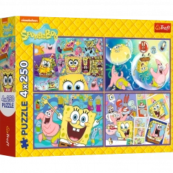 Puzzle 4x250 Verrückte Welt von Sponge Bob