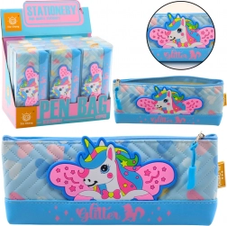 Blaues Schreibgeräteetui mit Einhorn