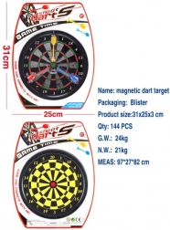 Beidseitige magnetische Dartscheibe 20 cm mit 3 Pfeilen