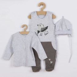 3-teiliges Baumwoll-Babyset Koala Birdy grau