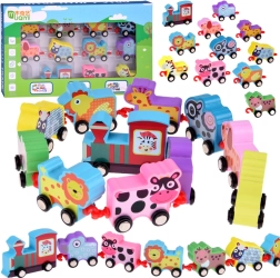 Bunter Holzzug mit Tieren