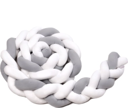 Geflochtener Bettrand 180 cm White + Grey