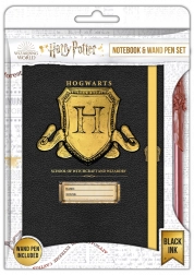 Harry Potter – Notizbuch mit Hogwarts-Wappen A5 und Stift in Zauberstabform