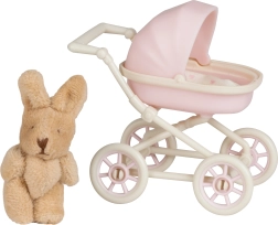 Lundby Puppenwagen mit Plüschhäschen für das Puppenhaus