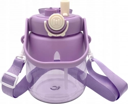 Kinder-Wasserflasche mit Strohhalm und Trageriemen 1 l