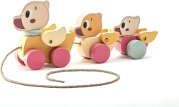 Cubika pastellfarbener Ziehhund aus Holz mit Schnur