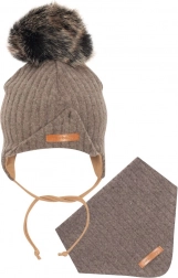 Baby Wintermütze mit Ohren und Halstuch NEW BABY Special One braun