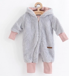 Luxuriöser Kinder-Winteroverall New Baby Teddy Bear grau‑rosa
