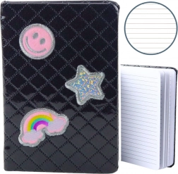 Notizbuch mit Aufnähern schwarz B6 80 Seiten