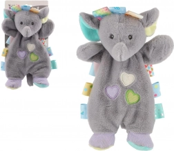 Plüsch-Kuscheltuch Elefant 25 cm mit farbigen Etiketten