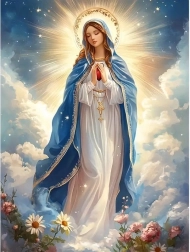 Diamantmalerei Jungfrau Maria in den Wolken 30 × 40 cm