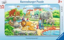 Ravensburger Kinderpuzzle im Rahmen, 15 Teile – Ausflug in den Zoo