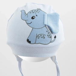 Baumwoll-Baby-Mützchen New Baby Happy Elephant blau