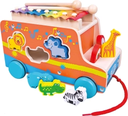 Holzauto Bino mit Einlegepuzzle und Xylophon