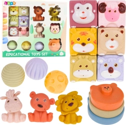 Set aus weichen sensorischen Bausteinen mit Tiermotiven aus Eco-Gummi, 18 Stk.