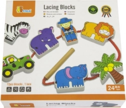 Viga Holz-Einfädelbausteine Safari ZOO