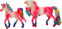 Sammlerfiguren Einhorn mit Fohlen, rosa, 2 Stück
