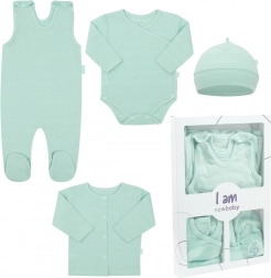 4-teiliges Neugeborenen-Set für die Klinik NEW BABY I AM, mint, Gr. 62 (3–6 Monate)