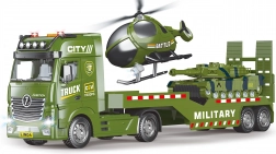 Militär-Autotransporter mit Hubschrauber und Effekten 55 cm