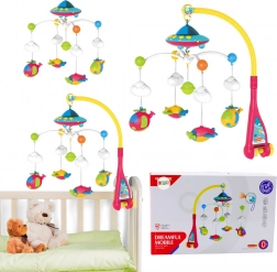 Baby-Mobil für Kinderbett UFO mit Flugzeugen und Projektor