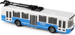 Blauer Stadtoberleitungsbus mit Schwungrad, 16 cm