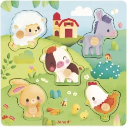 Janod sensorisches Holzpuzzle Tiere