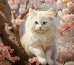 Norimpex Diamantmalerei Weiße Katze auf einem Baum 30 × 40 cm