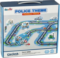 Kinder Polizei Autorennbahn Puzzle mit Fahrzeugen und Verkehrsschildern