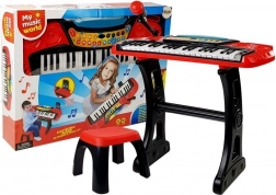 Kinder-Keyboard-Set mit Mikrofon und Hocker – rot