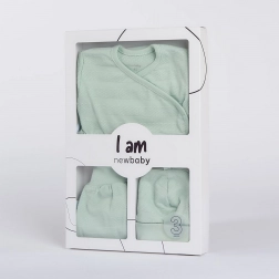 3-teiliges Neugeborenen-Set für die Klinik NEW BABY I AM, mint