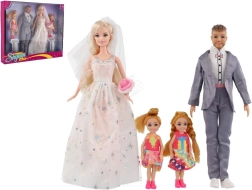 Puppenset mit Braut, Bräutigam und Kindern